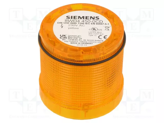 AUTOMATION MODULE: LIGHT SIGNALLER - KELTAINEN - LED - 230VAC - IP65 - Teollisuuden merkinantolaitteet - 8WD4450-0CD - 1