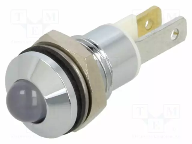 MERKKIVALO: LED - KUPERA - VALKOINEN - 3,2VDC - Ø8MM - METALLI - Merkkivalot ja pienoislamput - 1904005W5D - 1