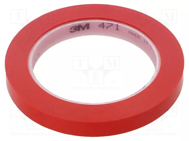NAUHA: MERKITSEVÄ - PUNAINEN - L: W: 12MM - PAKS.: 0,13MM - 2,5N/CM - Varoitus- ja merkintäteipit - 3M-471-12-33RD - 1
