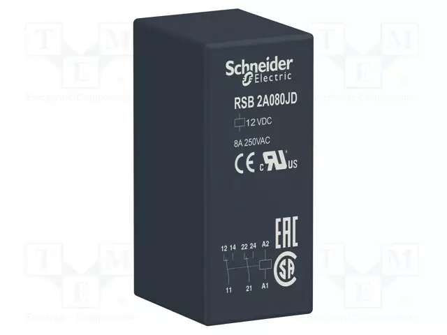 RELE - DPDT - UKELAN: 12VDC - 8A - 8A/250VAC - RSB - Pienoisreleet - RSB2A080JD - 1
