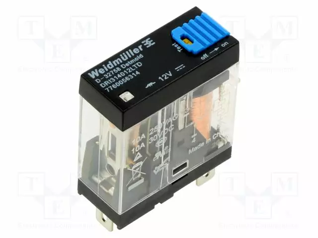 RELE - SPDT - UKELAN: 12VDC - MAX.250VAC - ALUSLEVY - Teollisuusreleet - DRI314012LTD - 1