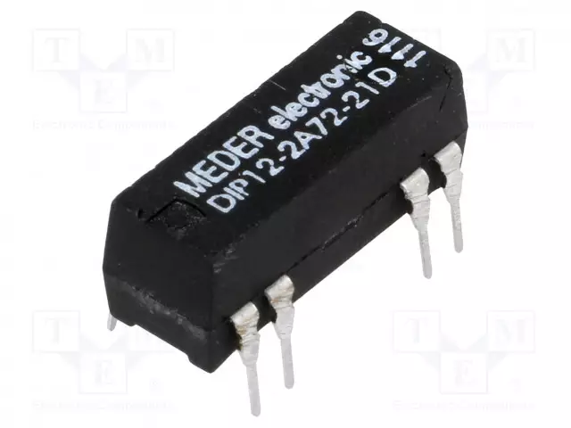 RELE: TYHJIÖRELE - DPST-NO - UKELAN: 12VDC - 1A - MAX.200VDC - 290MW - PCB - Reedreleet - DIP12-2A72-21D - 1