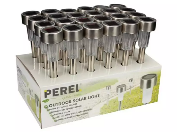 SOLAR LIGHT with stainless steel pole - 24pcs in Display - Aurinkopaneelivalaisimet - CSOL04D - 1