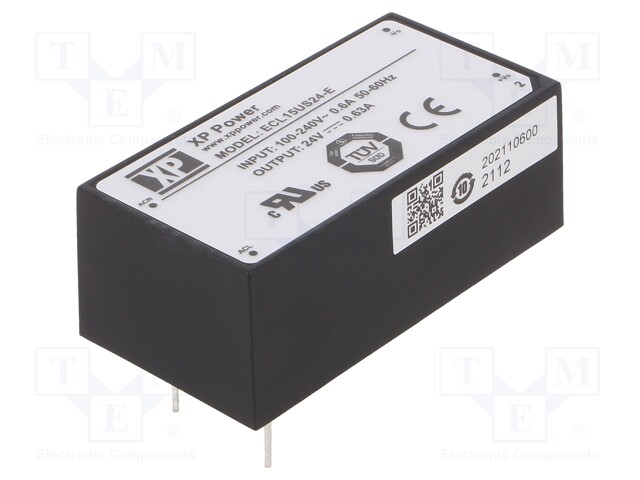 AC/DC MUUNNIN - 15W - TULOJÄNNITE 85÷264VAC,120÷370VDC - LÄHTÖJÄNNITE 24VDC - OUT: 1 - AC/DC muuntimet - ECL15US24-E - 1