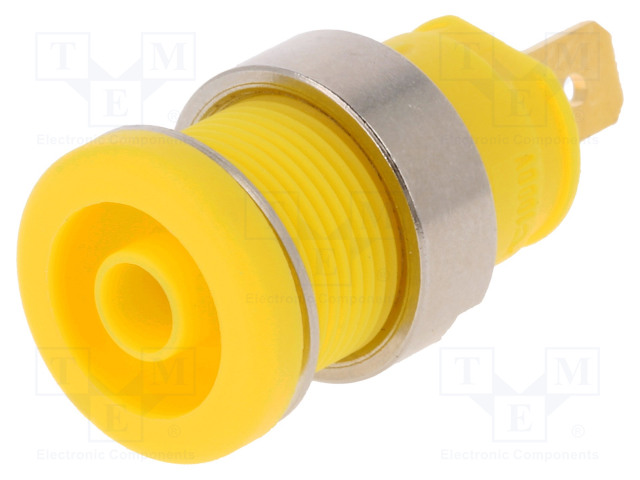 LABORATORY CONNECTOR: 4MM BANANA - SOCKET - 1KVDC - 25A - KELTAINEN - 32MM - Banaanijatkoliittimet - SEB2610F4.8GE - 1