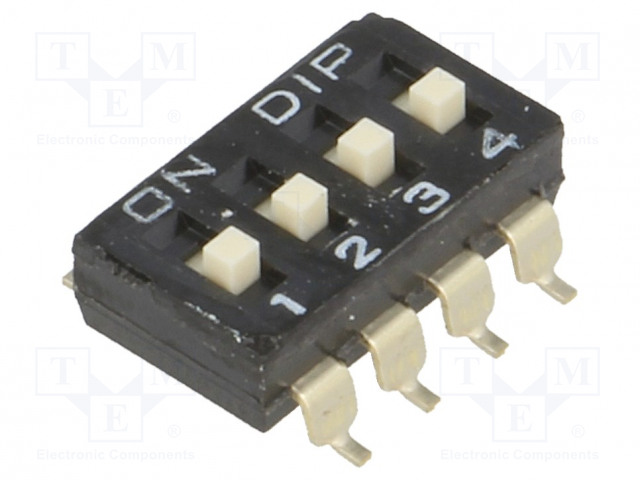 DIP-KYTKIN - NAPOJEN MÄÄRÄ: 4 - ON-OFF - 0,1A/50VDC - AS: 2 - DIP kytkimet - ESD104E - 1