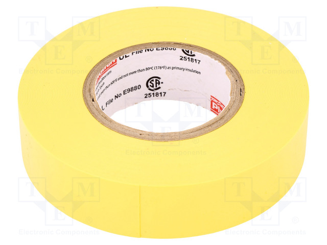 ERISTYSTEIPPI - W: 19MM - L: PAKS.: 0,18MM - KELTAINEN - Eristysteipit ja -nauhat - PLH-PR37-19-20YE - 1