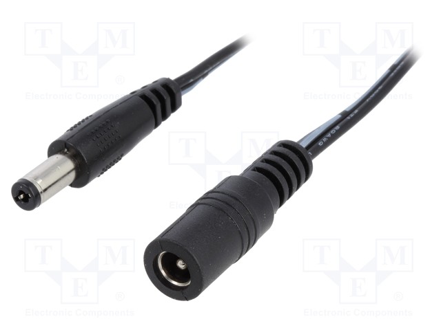 KAAPELI - 2X0,5MM2 - DC 5,5/2,1 LIITIN,DC 5,5/2,1 PISTORASIA - DC virtakaapelit - DC.INV.0200.0200E - 1