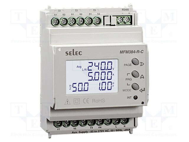 MITTARI: VERKON PARAMETRIT - DIN-KISKOLLE - DIGITAALINEN,ASENNUS- - Digitaaliset paneelimittarit - MFM384-R-C-CE - 1