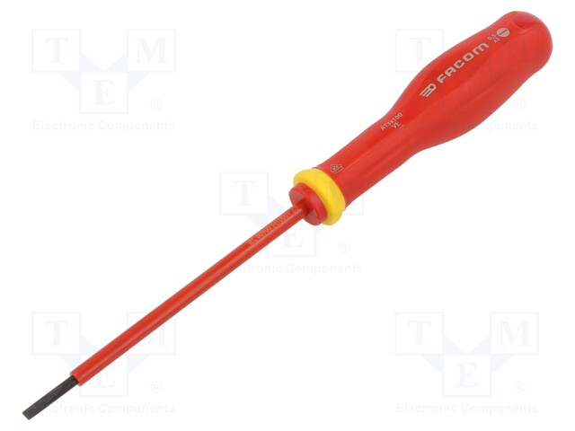 SCREWDRIVER: INSULATED - SLOT - 3X0.5MM - BLADE LENGTH: 100MM - 1KVAC - Ruuvimeisselit ja sarjat - FACOM-AT3X100VE - 1