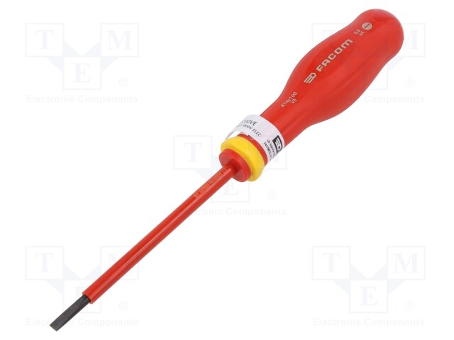 SCREWDRIVER: INSULATED - SLOT - 4X0.8MM - BLADE LENGTH: 100MM - 1KVAC - Ruuvimeisselit ja sarjat - FACOM-AT4X100VE - 1