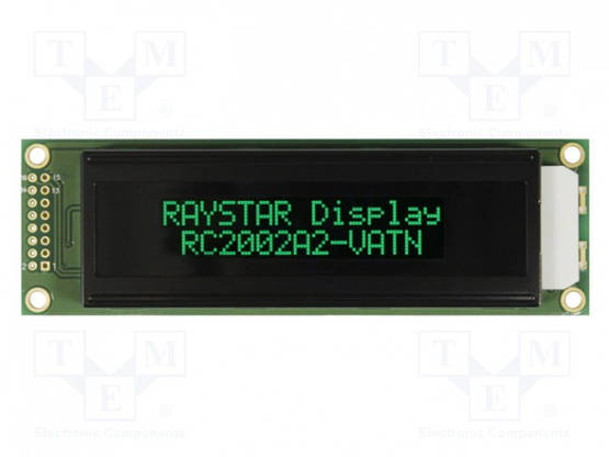 LCD NÄYTTÖ - AAKKOSNUMEERINEN - VA NEGATIVE - 20X2 - 115X36X13,9MM - Aakkosnumeeriset LCD-näytöt - RC2002A2-LLG-JSVE - 1