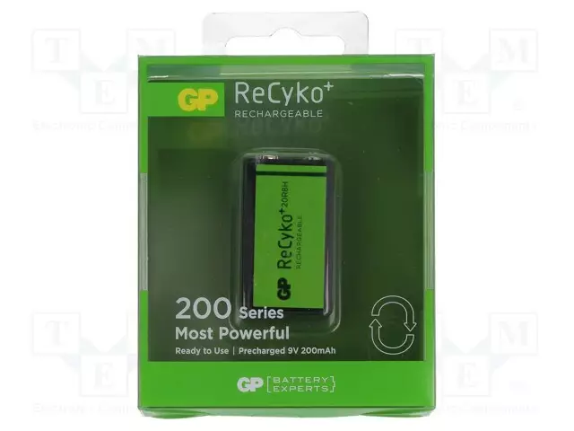 AKKU: NI-MH - 6F22 - 8,4V - 200MAH - RECYKO+ - 26,5X15,7X48,5MM - 20MA - Akut - ACCU-6F22GP-RE - 1