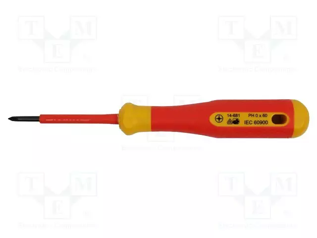 RUUVIMEISSELI - ERISTETTY - PHILLIPS - PH0 - TERÄN PIT: 60MM - Ruuvimeisselit ja sarjat - BRN-14-681-VDE - 1