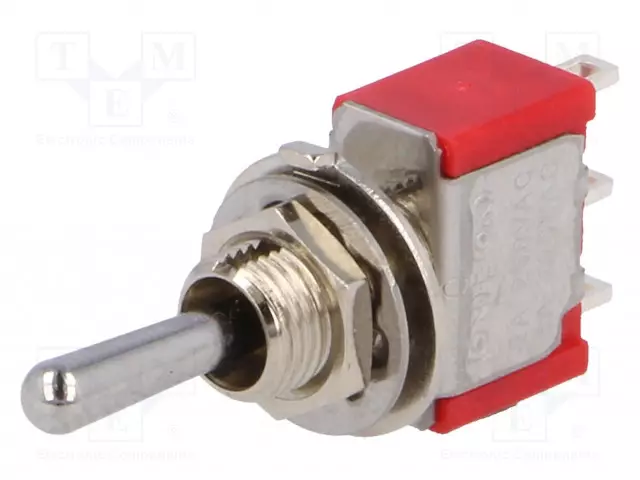 VIPUKYTKIN - ASENNOT: 3 - SP3T - (ON)-OFF-(ON) - 2A/250VAC - 5A/28VDC - Vipukytkimet - 1MS4T1B1M1QE - 1