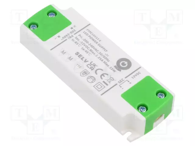 VIRTALÄHDE: IMPULSSI - LED - 15W - 12VDC - 1,25A - 180÷264VAC - FTPC-E - LED teholähteet - FTPC15V12-E - 1