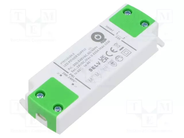 VIRTALÄHDE: IMPULSSI - LED - 15W - 24VDC - 625MA - 180÷264VAC - FTPC-E - LED teholähteet - FTPC15V24-E - 1