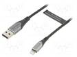 KAAPELI - USB 2.0 - APPLE LIGHTNING-PISTOKE,USB A PISTOKE - 1M - USB kaapelit ja adapterit - LABHF - 1