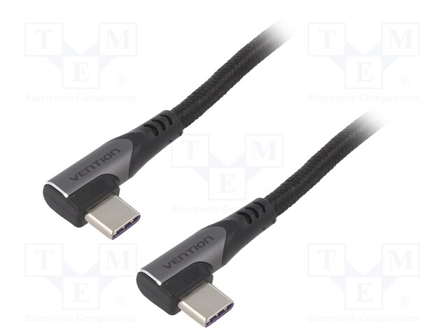 KAAPELI - USB 2.0 - USB C KULMALIITIN,MOLEMMIN PUOLIN - 1M - MUSTA - USB kaapelit ja adapterit - TANHF - 1