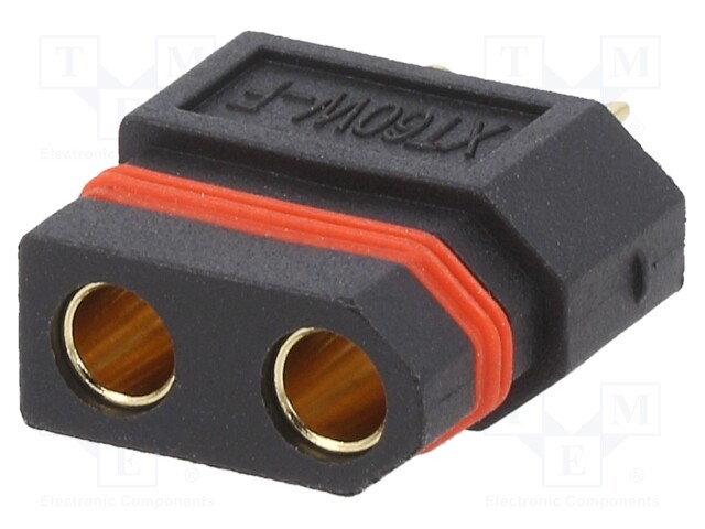 LIITIN: VIRTA- DC - PISTOKE - NAARAS - XT60 - 20A - 500V - PIN: 2 - SUORA - DC liittimet - XT60W-F - 1