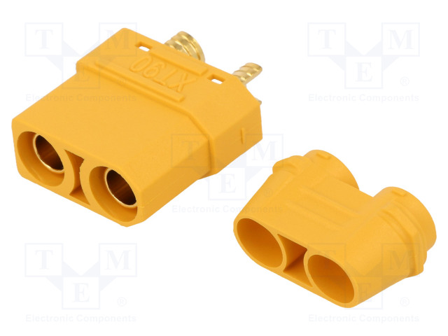 LIITIN: VIRTA- DC - PISTOKE - NAARAS - XT90 - 40A - 500V - PIN: 2 - SUORA - DC liittimet - XT90H-F - 1
