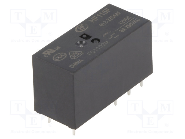 RELE - DPDT - UKELAN: 12VDC - 8A - 8A/250VAC - HF115F - Pienoisreleet - HF115F012-2ZS4AF - 1