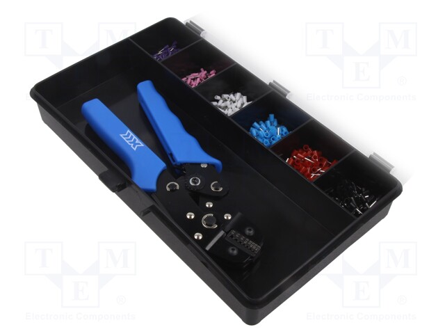 TYÖKALUSETTI: LIITTIMIEN, PÄIDEN PURISTAMISEEN - 0,25÷1,5MM2 - Krimppauspihdit kaapelipäätteisiin - PA-KIT-CEF01F - 1