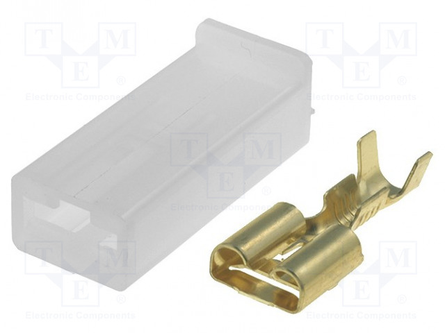 TERMINAL: FLAT - 6,3MM TERMINAL,FEMALE - WITH A HOUSING - 10PCS. - Autokaiuttimet ja soviterenkaat - ZTP-F - 1