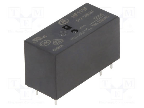 RELE - UKELAN: 12VDC - SPST-NO - 16A - 16A/250VAC - Pienoisreleet - HF115F012-1HS3AF - 1