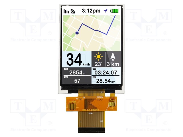 TFT NÄYTTÖ - 2,8" - 240X320 - VALAISTUS: LED - KOOT: 50X69,2X2,39MM - TFT-näytöt - NHD-2.8-240320AFCF - 1