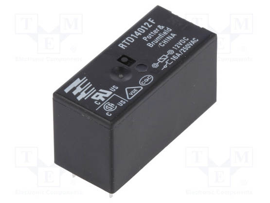 RELE - SPDT - UKELAN: 12VDC - 16A/250VAC - RT1 - THT - Pienoisreleet - RTD14012F - 1