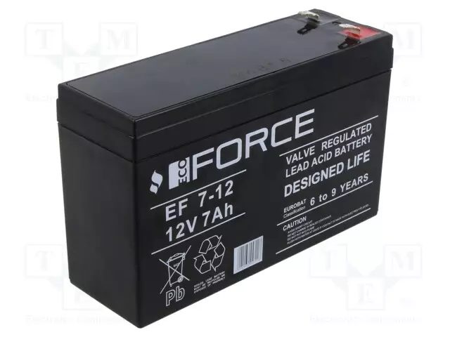 AKKU: LYIJYHAPPO - 12V - 7AH - AGM - AUTOMAATTINEN - EF - SLIM - Lyijyhyytelöakut - ACCU-EF7-12T1ECF - 1