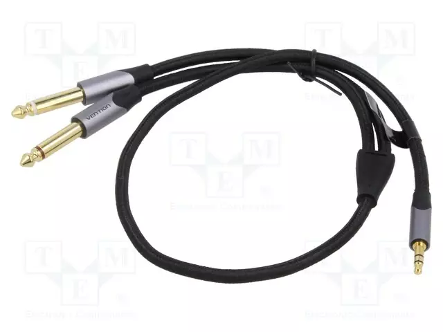 KAAPELI - JACK 3,5MM 3PIN PISTOKE,6,3MM PLUGI X2 - 1M - Muut audio-videokaapelit - BARHF - 1