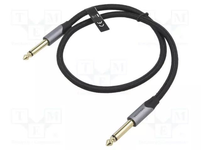 KAAPELI - JACK 6,3 MM 2PIN PISTOKE,MOLEMMIN PUOLIN - 1M - MUSTA - Muut audio-videokaapelit - BASHF - 1