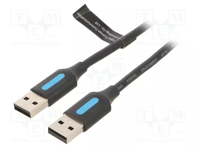 KAAPELI - USB 2.0 - USB A PISTOKE,MOLEMMIN PUOLIN - NIKKELÖITY - 1M - USB kaapelit ja adapterit - COJBF - 1