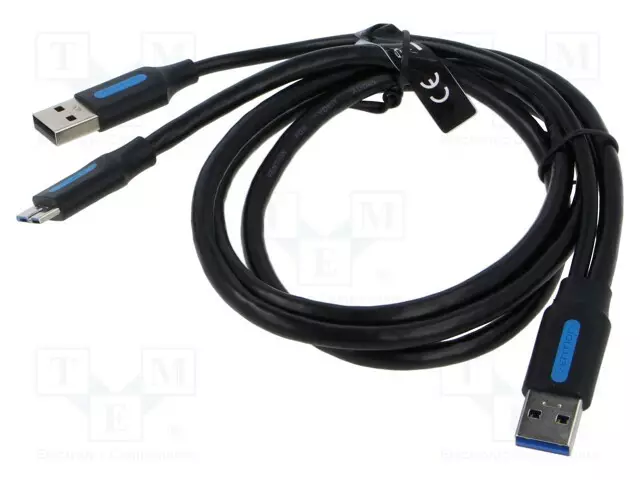 KAAPELI - USB 3.0 - USB A-PISTOKE X2,USB B MIKROPISTOKE - 1M - MUSTA - USB kaapelit ja adapterit - CQPBF - 1