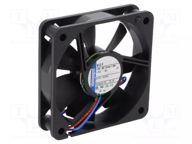 LAITETUULETIN - DC - 12VDC - 60X60X15MM - 29M3/H - 27DBA - LIUKU - DC 12V tuulettimet - 612F - 1