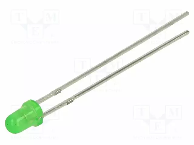 LED - VIHREÄ - 3MM - 4MCD - 35° - 2,1VDC - Pyöreät LEDit - 3GDL-F - 1