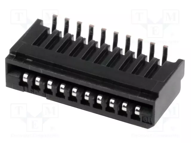 LIITIN: FFC/FPC - PYSTYSUORA - PIN: 10 - NON-ZIF - SMT - 0,5A - -25÷85°C - FFC/FPC liittimet rasteri 1,00mm - 10FMN-BMT-A-TF - 1