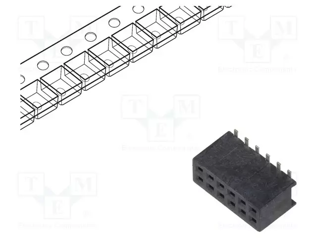 PIIKKIRIMALIITIN - N LIITINAARAS - PIN: 12 - SMT - MINITEK127® - PCB - 2X6 - Piikkirimaliittimet - 20021321-00012C4LF - 1