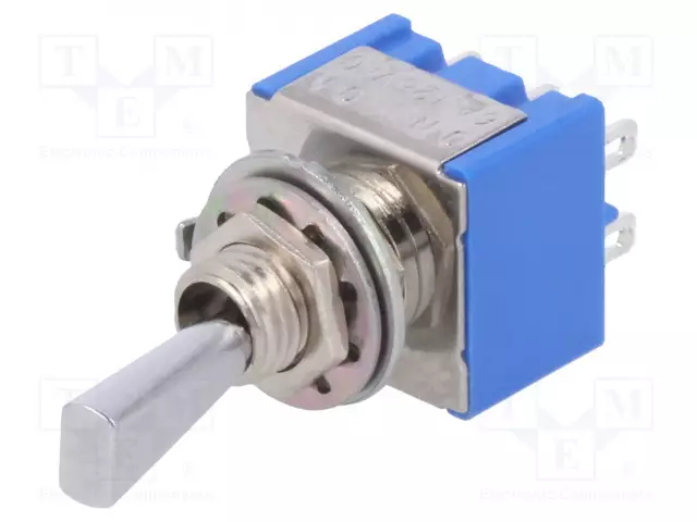 VIPUKYTKIN - ASENNOT: 2 - DPDT - ON-(ON) - 6A/125VAC - LÄHDÖT: JUOTTOON - 1KV - Vipukytkimet - MS500G-F - 1