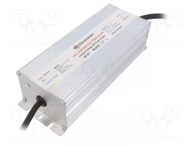 VIRTALÄHDE: IMPULSSI - 150W - 12VDC - 12,5A - 180÷295VAC - IP67 - 89% - LED teholähteet - LED-150-12-PF - 1