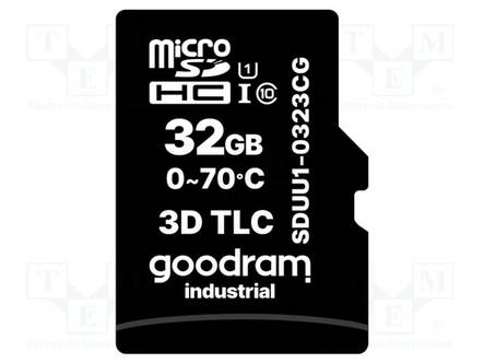 MUISTIKORTTI - TEOLLISUUS-3D TLC,MICROSD - UHS I U1 - 32GB - 0÷70°C - Muistikortit - SDUU1-0323CG - 2