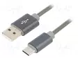 KAAPELI - USB 2.0 - USB A PISTOKE,USB C PISTOKE - 2M - HARMAA - USB kaapelit ja adapterit - CC-USB2S-AMCM-2BG - 1