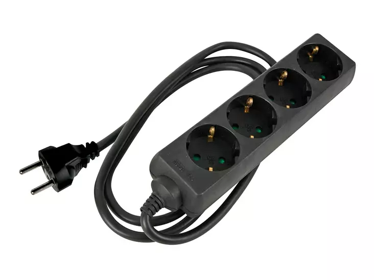 4-WAY SOCKET-OUTLET WITH SHRINK TUBE - 3G1.5 - 1.5 m - SCHUKO - Jatkojohdot ja -haaroittimet - EB4STBHQ-G - 1