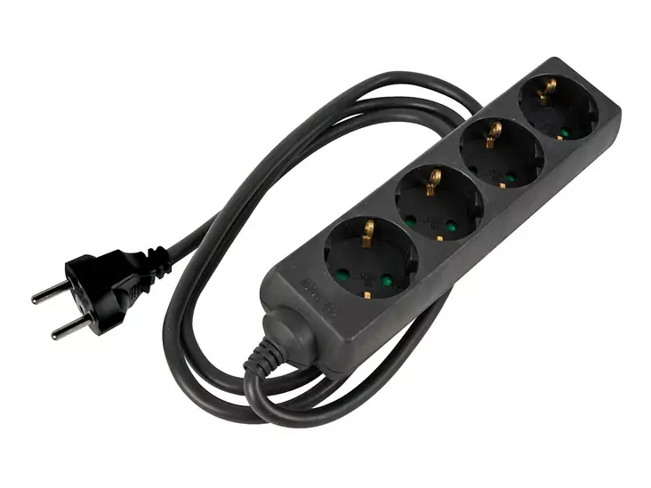 4-WAY SOCKET-OUTLET WITH SHRINK TUBE - 3G2.5 - 5 m - SCHUKO - Jatkojohdot ja -haaroittimet - EB4STB25-5HQ-G - 1