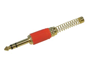 6,35mm STEREOPLUGI PUNAINEN KULLATTU TAIVUTUSSUOJALLA PRO - Plugit ja jakit - CA030RG - 1