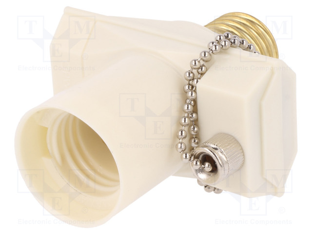 AC LIITIN-ADAPTERI - 2P - 250VAC - 4A - VALKOINEN - VARSI: E27 - AC liittimet ja rungot - OPWE-27OPG - 1
