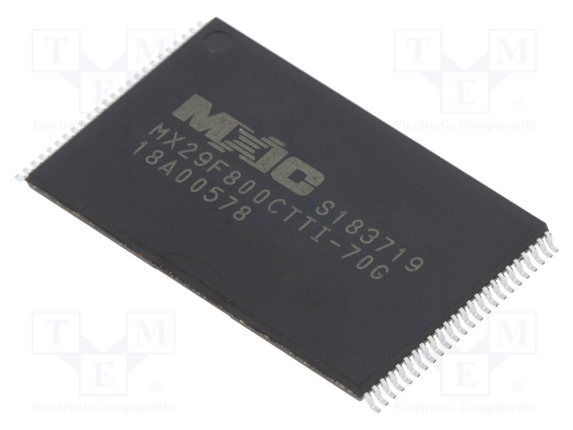 IC: FLASH MUISTI - 8MBFLASH - 70NS - TSOP48 II - SARJA- - FLASH rinnakkaisl. muistit - mikropiirit - MX29F800CTTI-70G - 1