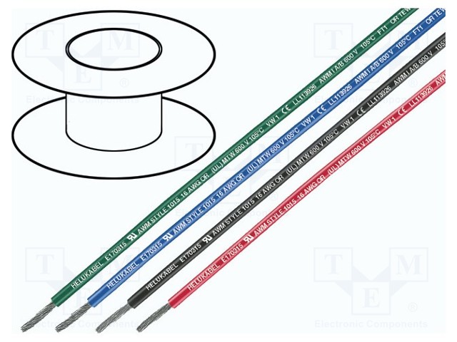 JOHTO - CU - 18AWG - PVC - VIHREÄ - 600V - CPR: EI LUOKITUSTA - Yksisäikeiset asennuskaapelit - UL-CSA-AWG18-G - 1